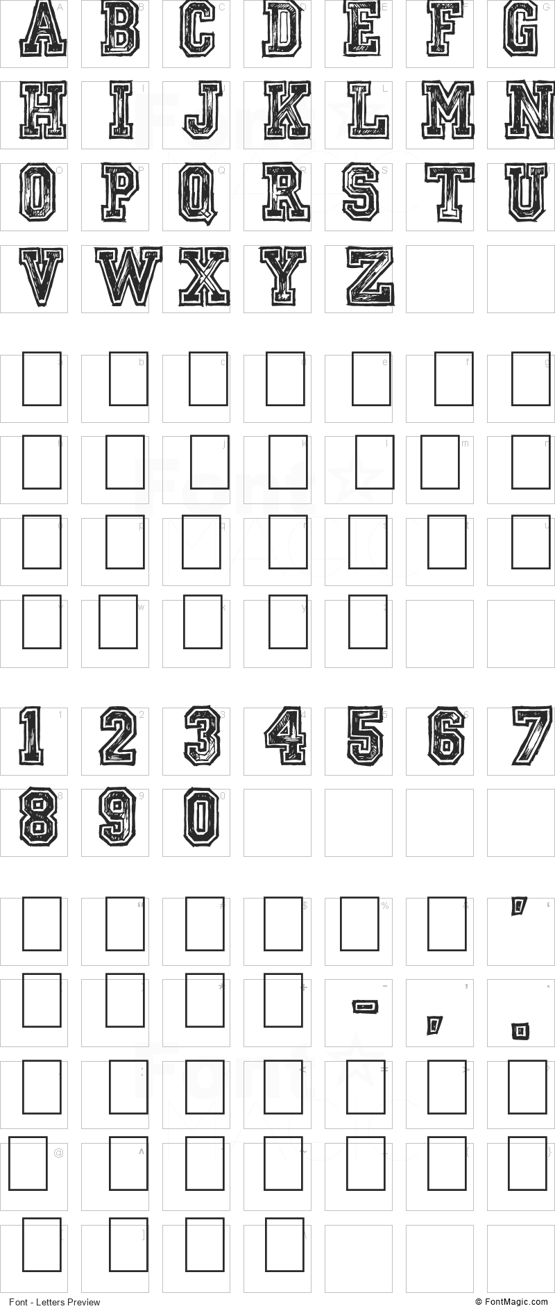 Mickey’s School Font - All Latters Preview Chart